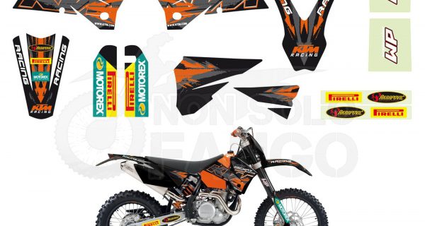 Kit grafiche Racing nero Power Parts KTM EXC SX dal 2005 al 2007