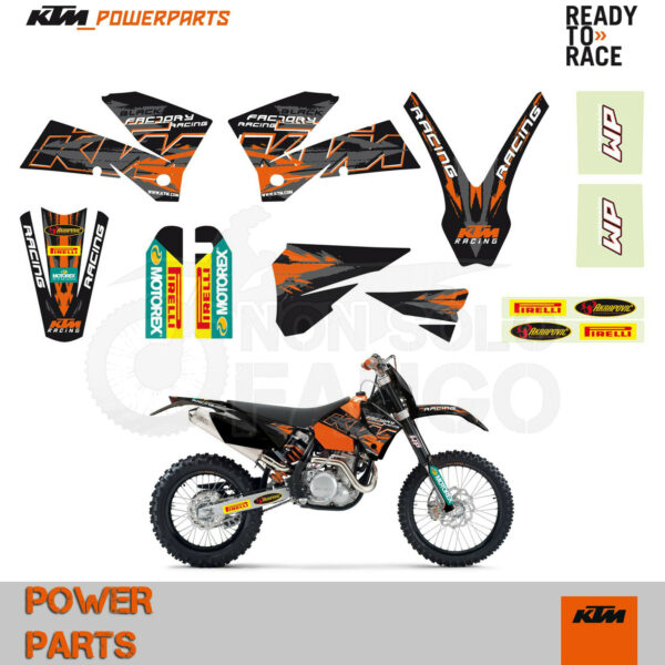 Kit grafiche Racing nero Power Parts KTM EXC SX dal 2005 al 2007