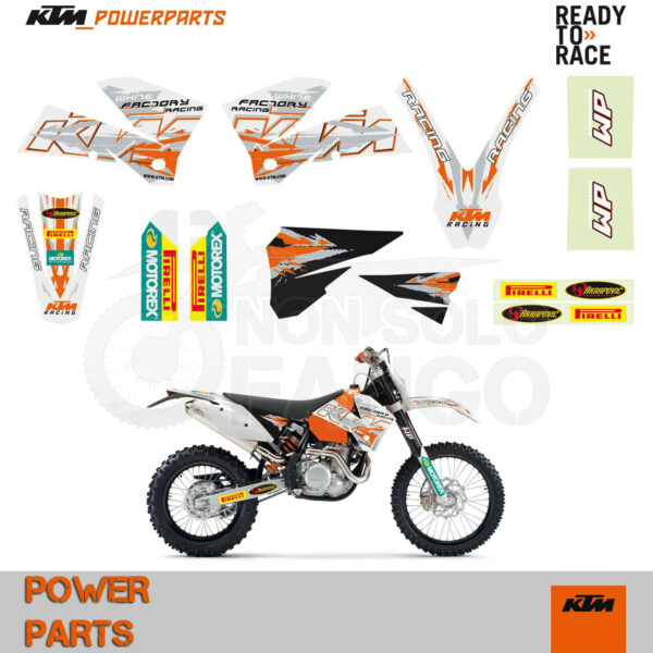 Kit grafiche Racing bianco Power Parts KTM EXC SX dal 2005 al 2007