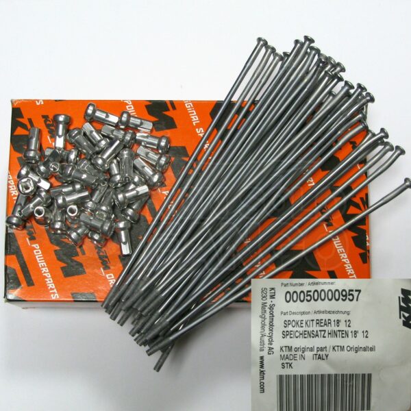 Kit raggi argento e nipples ruota posteriore 18 EXC ed SX