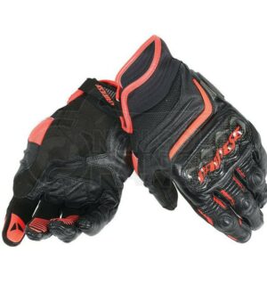 Guanti Carbon D1 Short Gloves Nero/Rosso-Fluo