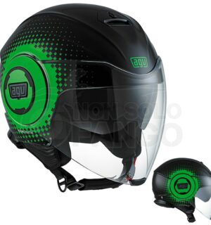 Casco moto Jet FLUID E2205 Multi Pix Black/Green