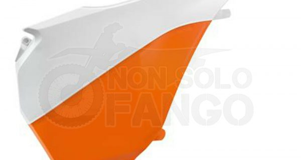 Coperchio cassa filtro sinistro bianco/arancio KTM EXC SX dal 2013 al 2016
