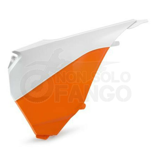 Coperchio cassa filtro sinistro bianco/arancio EXC ed SX dal 2013 al 2016