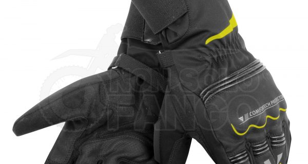 Guanti moto Tempest Unisex D-Dry Long Gloves Nero/Giallo-Fluo