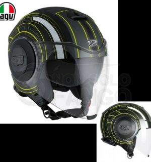 Casco moto Jet FLUID E2205 Multi CHICAGO Nero opaco / Giallo