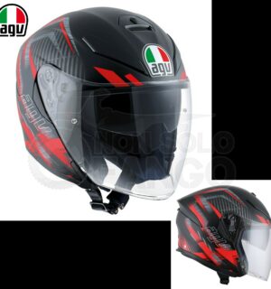Casco moto K-5 JET E2205 MULTI URBAN HUNTER Matt Black/Red