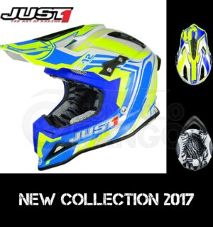 Casco Moto Off Road Just 1 – J12 Flame Yellow Blue