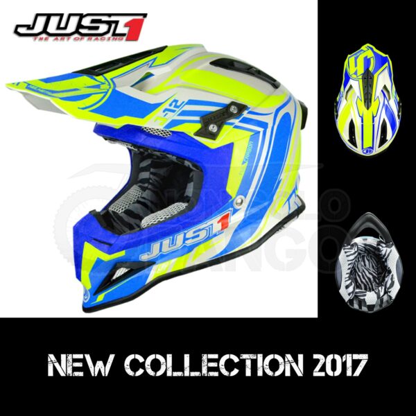 Casco Moto Off Road Just 1 – J12 Flame Yellow Blue