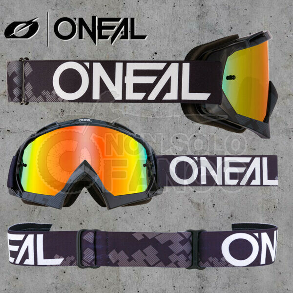Mascherina enduro O'Neal 2023 B-10 GOGGLE PIXEL Black/White - Radium Red