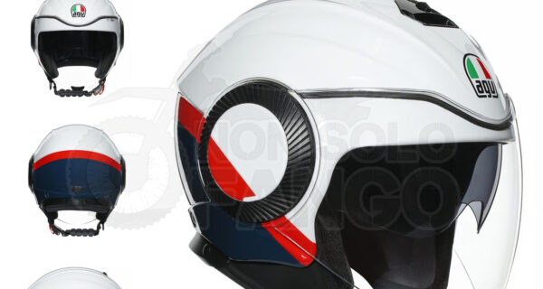 Casco Jet AGV ORBYT E2205 ORBYT BLOCK PEARL WHITE / EBONY / RED FLUO