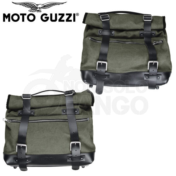 COPPIA BORSE LATERALI IN CANVAS VERDE MOTO GUZZI