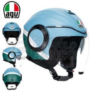 Casco Jet AGV ORBYT E2205 ORBYT BLOCK MATT IRON BLUE / GREEN / WHITE